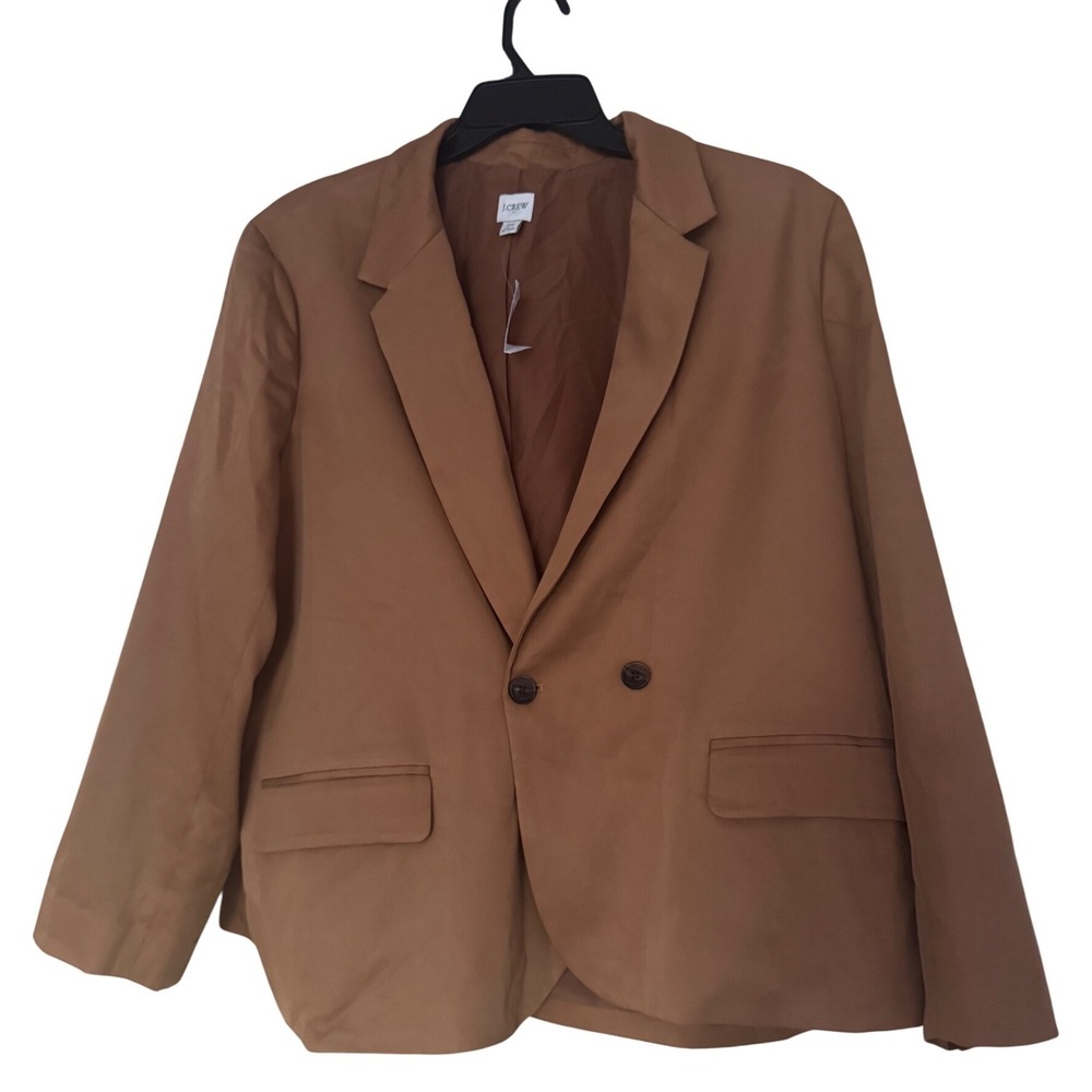 J.Crew Woman Oversized Camel Brown Two Buttons Blazer Long Sleeves Size 22 NWT